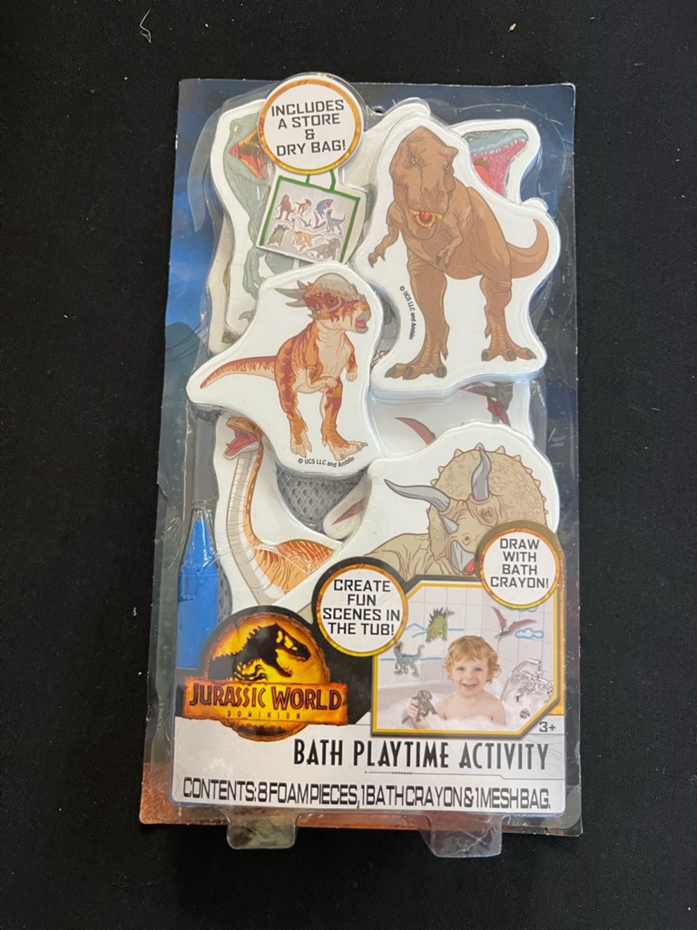 Jurassic World Bath Toy Set Foam Pieces Bath Crayon Dinosaur Activity Kit